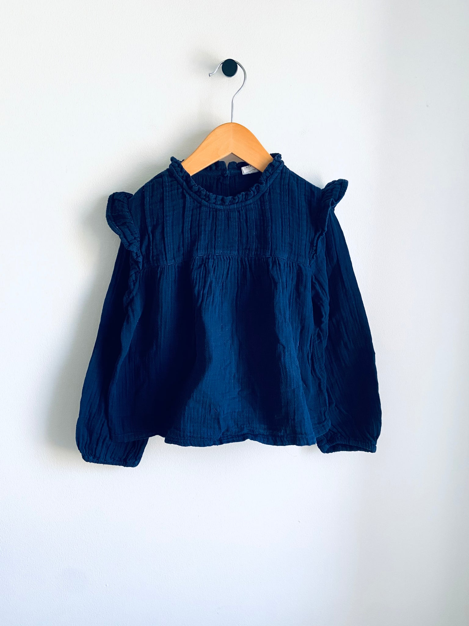 Gap | Navy Ruffled Pintuck Long Sleeve Top (6-7Y)