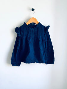 Gap | Navy Ruffled Pintuck Long Sleeve Top (6-7Y)