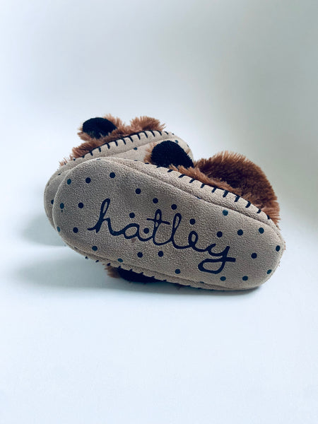 Hatley | Brown Puppy Fleece Slippers (Size 5-7 Toddler)