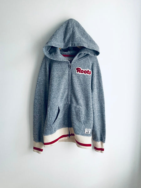 Roots | Cabin Collection Salt & Pepper Zip Up Hoodie (7-8Y)