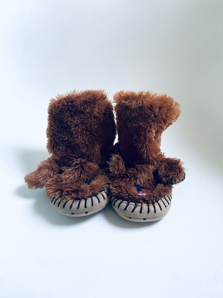 Hatley | Brown Puppy Fleece Slippers (Size 5-7 Toddler)