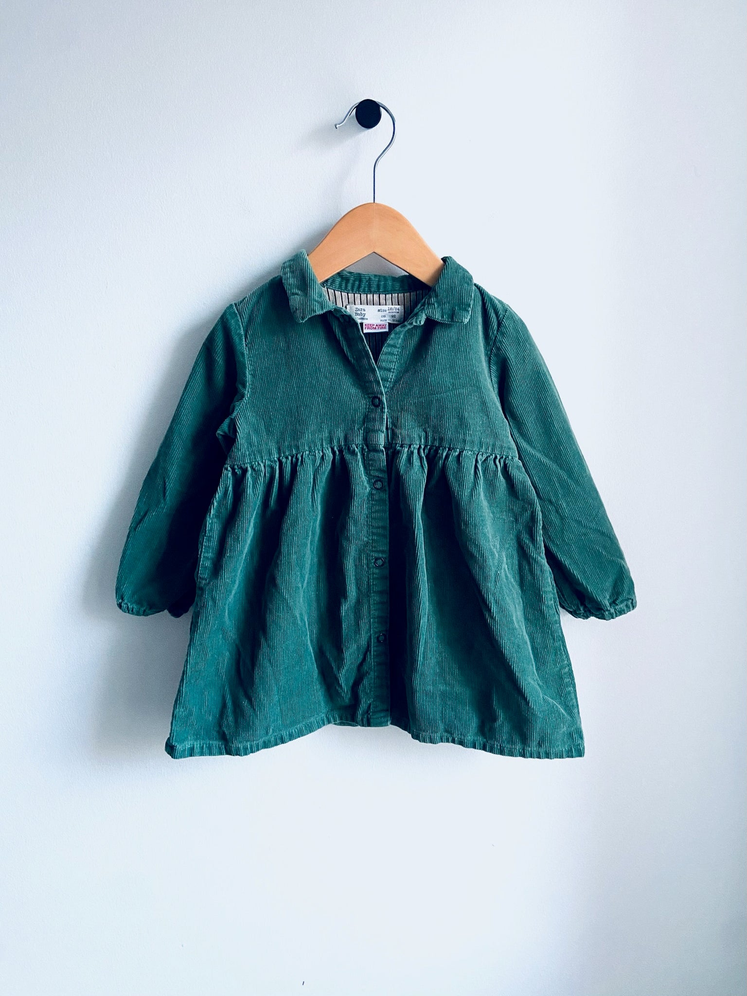 Zara | Green Corduroy Dress (18-24M)