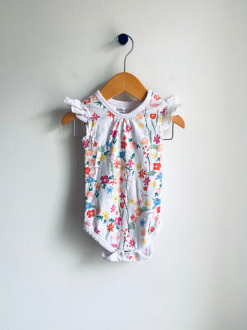 Sapling | Floral Print Ruffle Onesie (6-12M)